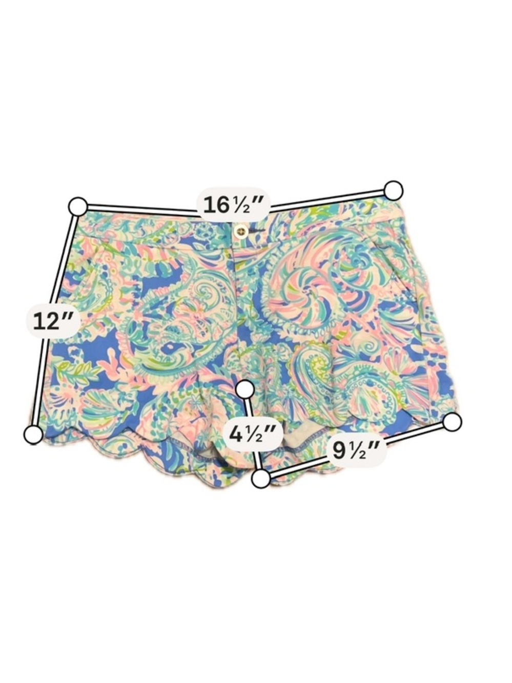 Lilly Pulitzer Scallop Hem Paisley Shorts Size 8 - Picture 2 of 8